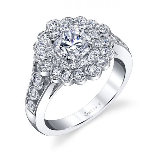 SYLVIE BEADED EDGE SCALLOPED HALO MOUNTING