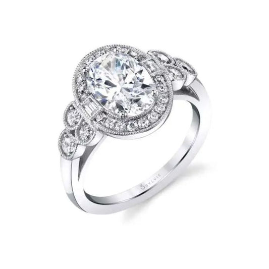 SYLVIE DIAMOND OVAL VINTAGE HALO SEMI-MOUNTING