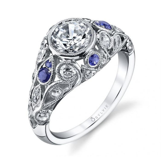 SYLVIE VINTAGE SAPPHIRE AND DIAMOND SEMI-MOUNTING