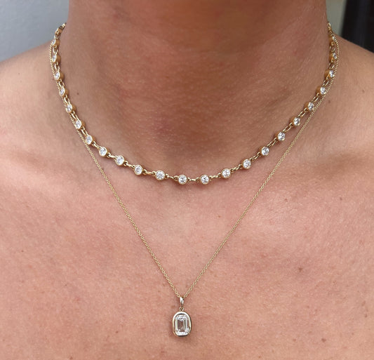 14K YELLOW GOLD EMERALD DIAMOND PENDANT