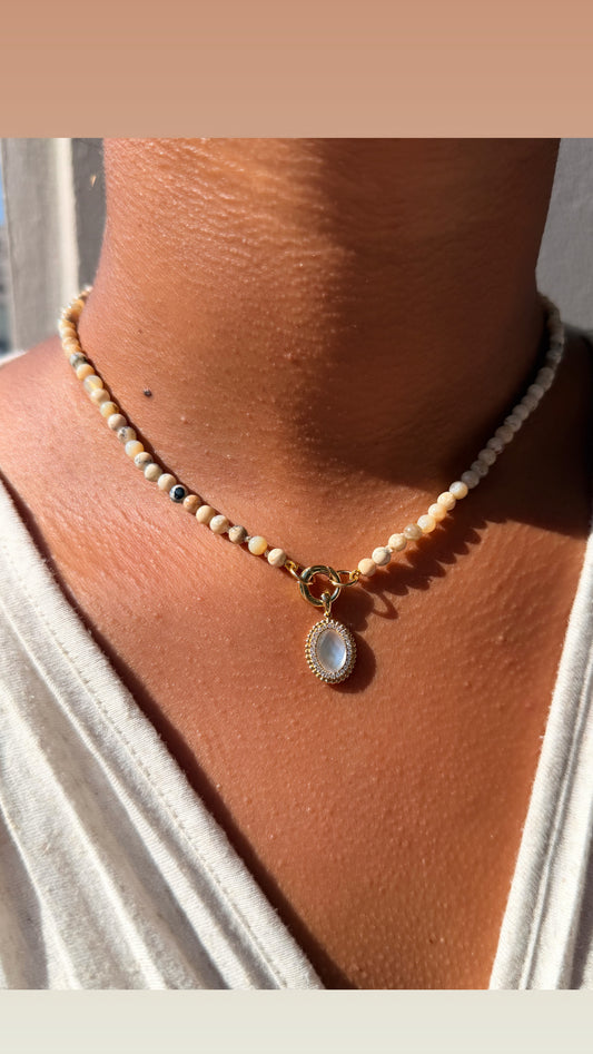 AFRICAN OPAL BEADED CHARM NECKLACE
