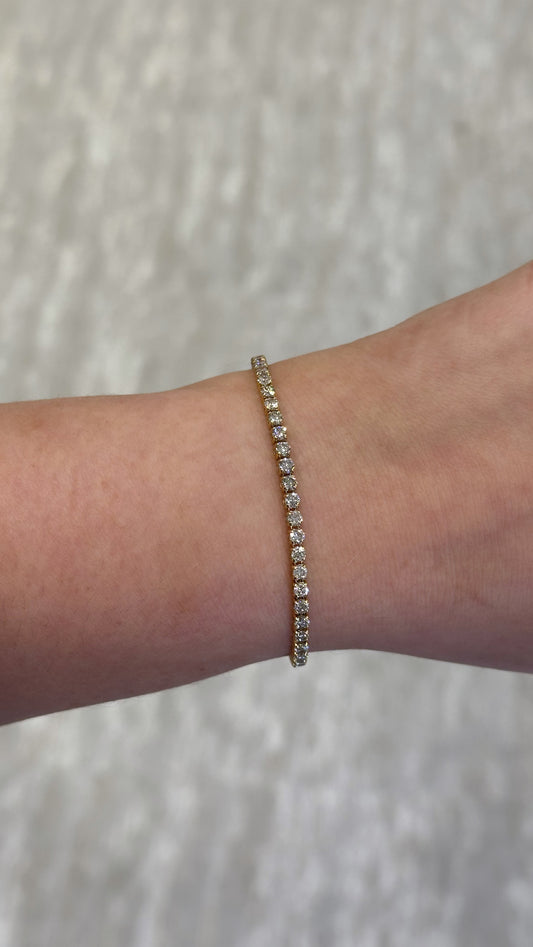 14K YELLOW GOLD DIAMOND TENNIS BRACELET