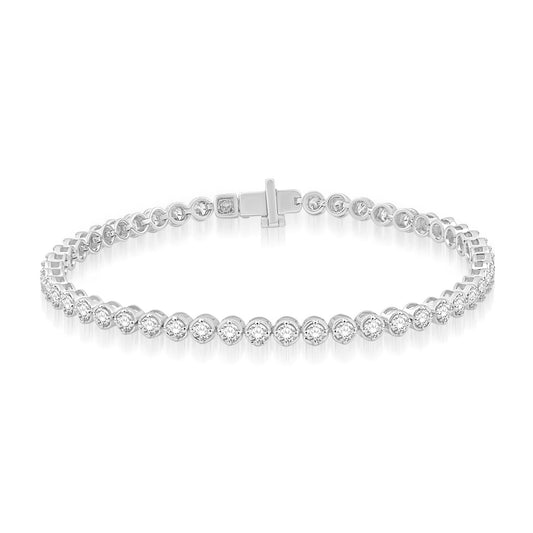 14K WHITE GOLD LAB GROWN 3CTTW DIAMOND MIRACLE TOP TENNIS BRACELET