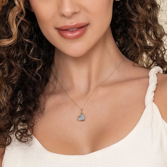 GABRIEL & CO 14K YELLOW GOLD BUJUKAN DIAMOND PAVE HEART PENDANT