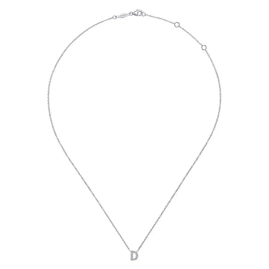 GABRIEL & CO 14K WHITE GOLD DIAMOND INITIAL NECKLACE
