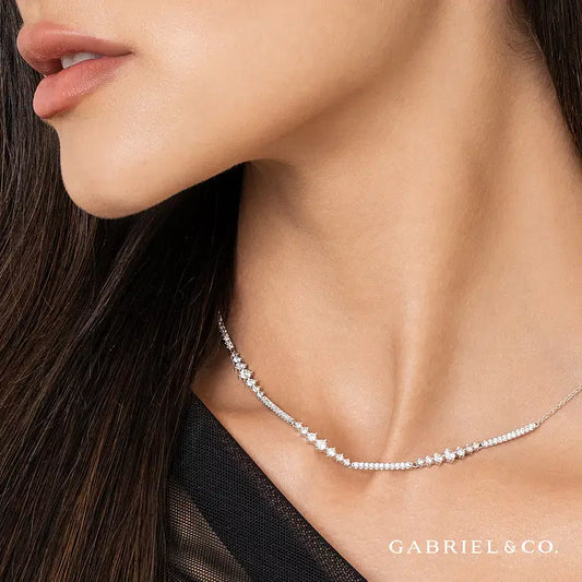 GABRIEL & CO 14K WHITE GOLD DIAMOND NECKLACE