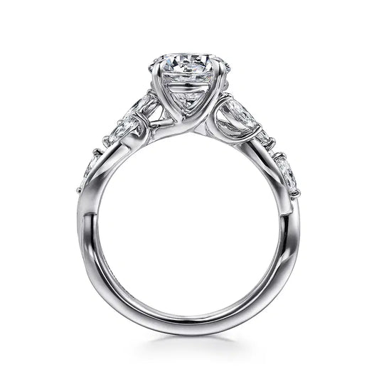 GABRIEL & CO 14K WHITE GOLD DIAMOND SPLIT SHANK SEMI MOUNT