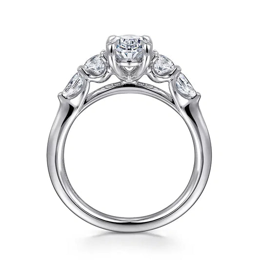 GABRIEL & CO 14K WHITE GOLD OVAL DIAMOND SEMI MOUNT