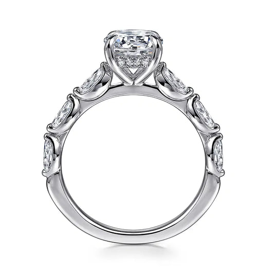 GABRIEL & CO 14K WHITE GOLD DIAMOND HIDDEN HALO MARQUISE BAND SEMI MOUNT
