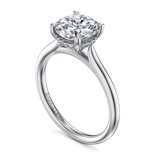 GABRIEL & CO 14K WHITE GOLD HIDDEN HALO SEMI MOUNT