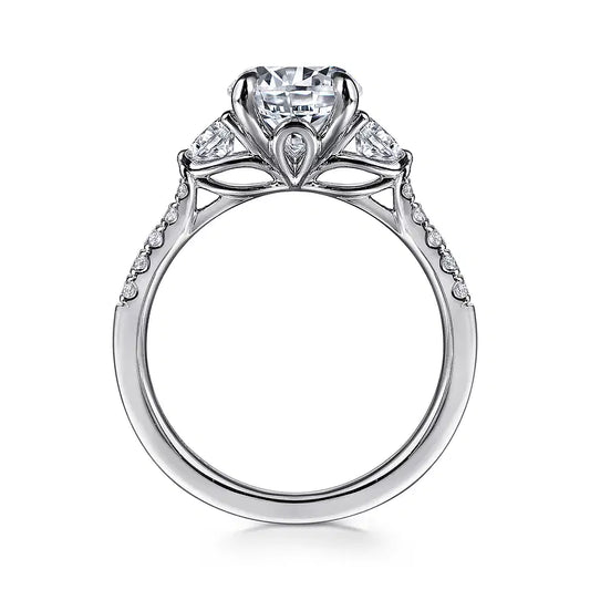 GABRIEL & CO 14K WHITE GOLD DIAMOND LOTUS SEMI MOUNT