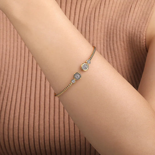 GABRIEL & CO 14K YELLOW GOLD DIAMOND BUJUKAN BANGLE