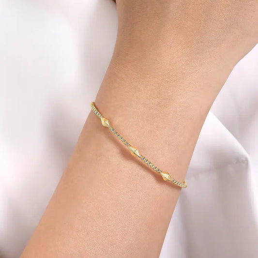 GABRIEL & CO 14K YELLOW GOLD BUJUKAN PYRAMID STATIONS BANGLE