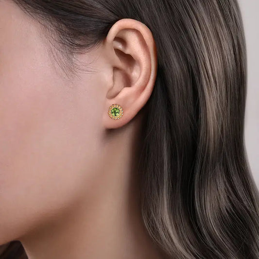 GABRIEL & CO 14K YELLOW GOLD PERIDOT EARRINGS