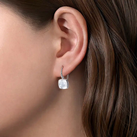 GABRIEL & CO STERLING SILVER MOTHER OF PEARL LEVER BACK EARRINGS
