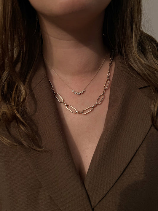 14K YELLOW GOLD FANCY OVAL LINK NECKLACE