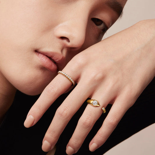HEARTS ON FIRE 18K YELLOW GOLD LU OPEN DROPLET RING