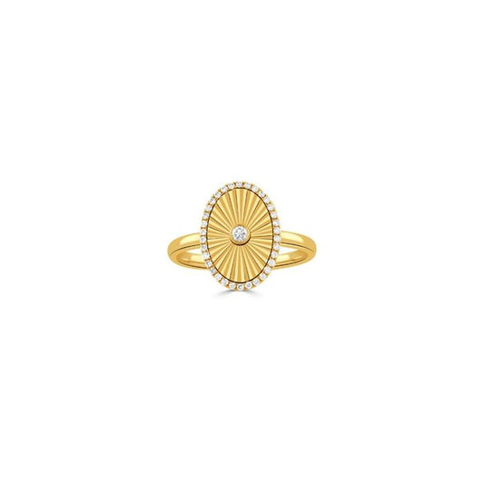 18K YELLOW GOLD FLUTED OVAL RING
