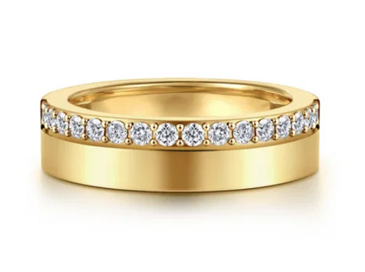 GABRIEL&CO 14K YELLOW GOLD 5MM DIAMOND WEDDING BAND