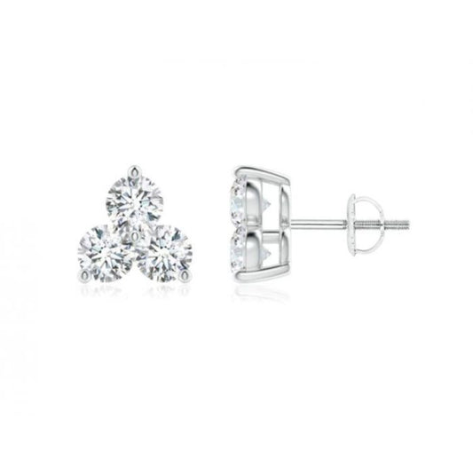 .27 CTTW ROUND DIAMOND TRIANGLE STUD EARRINGS