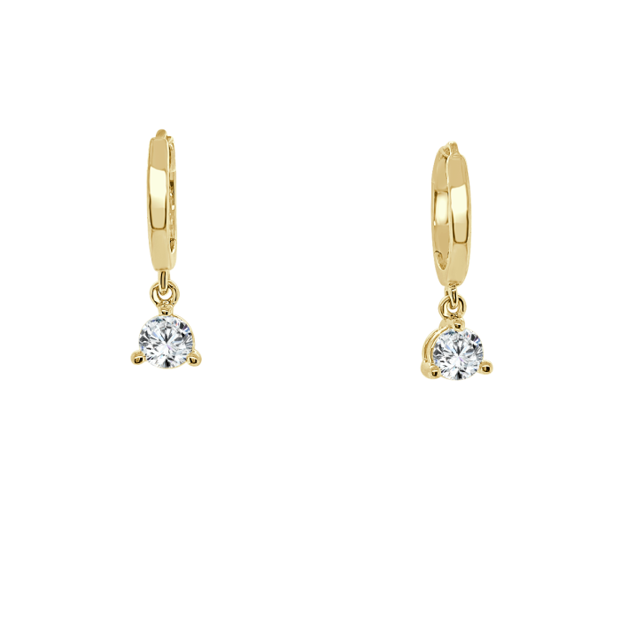 YELLOW GOLD DIAMOND DANGLE HUGGIE