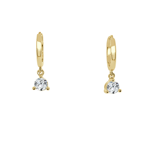 YELLOW GOLD DIAMOND DANGLE HUGGIE