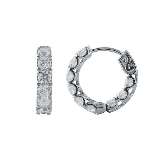 1.00 CTTW WHITE GOLD DIAMOND HUGGIE HOOPS