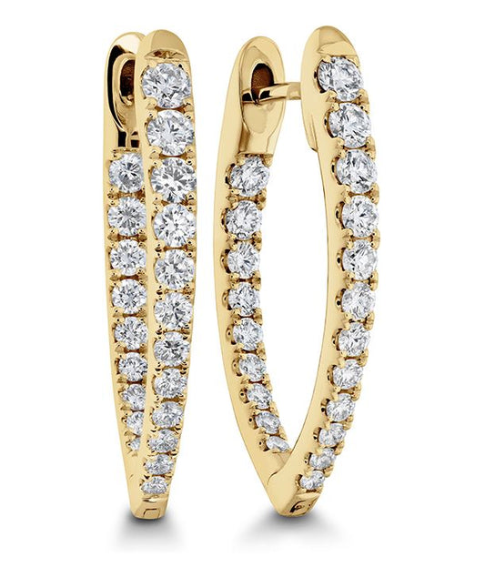 18K YELLOW GOLD TEARDROP DIAMOND HOOPS