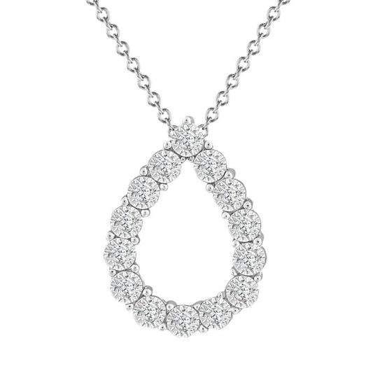 18K WHITE GOLD DIAMOND TEAR DROP PENDANT .15CTTW
