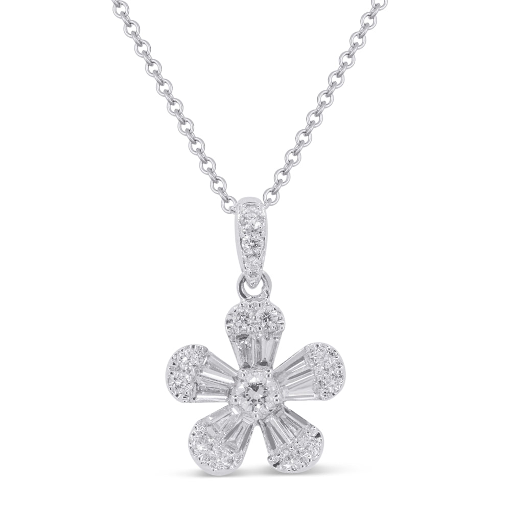 14K YELLOW GOLD DIAMOND FLOWER PENDANT