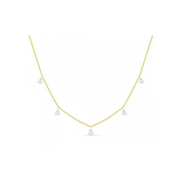 YELLOW GOLD DIAMOND TEARDROP NECKLACE