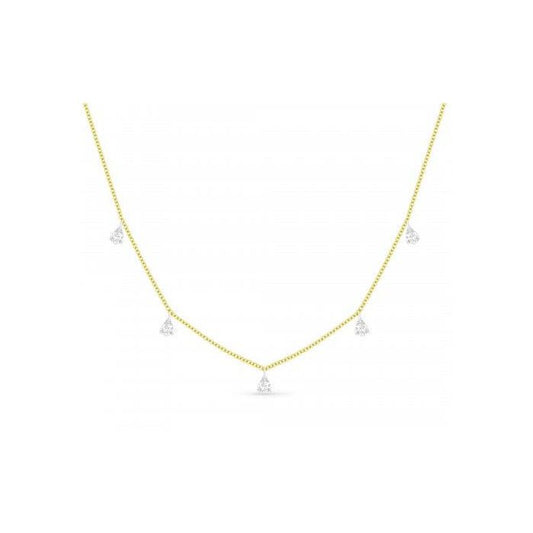 YELLOW GOLD DIAMOND TEARDROP NECKLACE