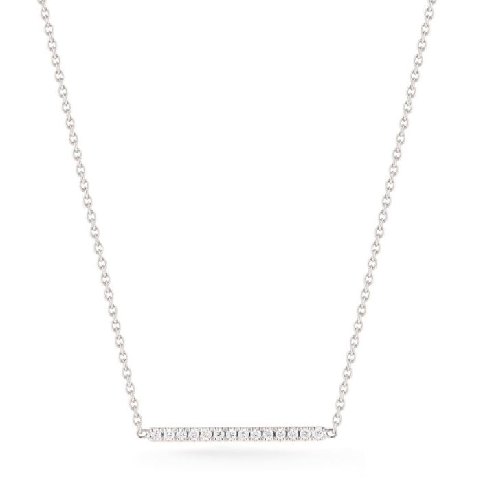 WHTIE GOLD DAINTY DIAMOND BAR NECKLACE