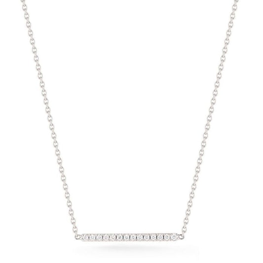 WHTIE GOLD DAINTY DIAMOND BAR NECKLACE