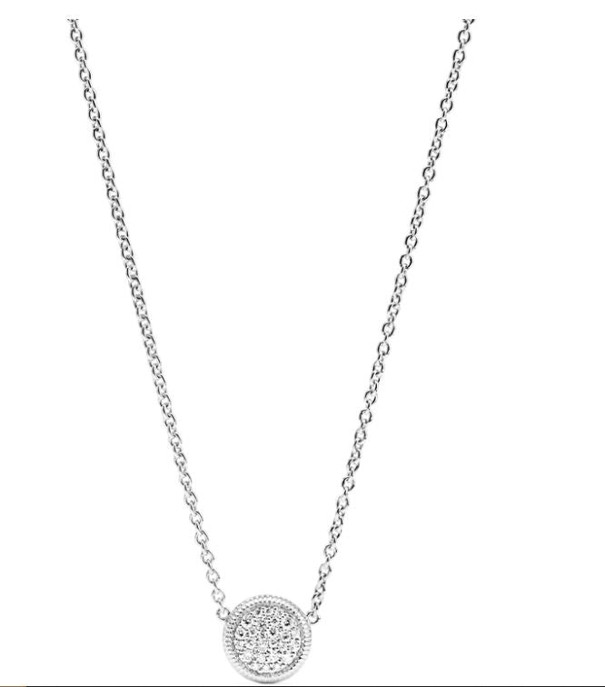 STERLING SILVER AND DIAMOND CIRCLE NECKLACE