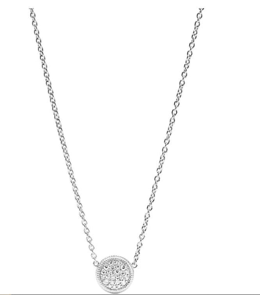 STERLING SILVER AND DIAMOND CIRCLE NECKLACE
