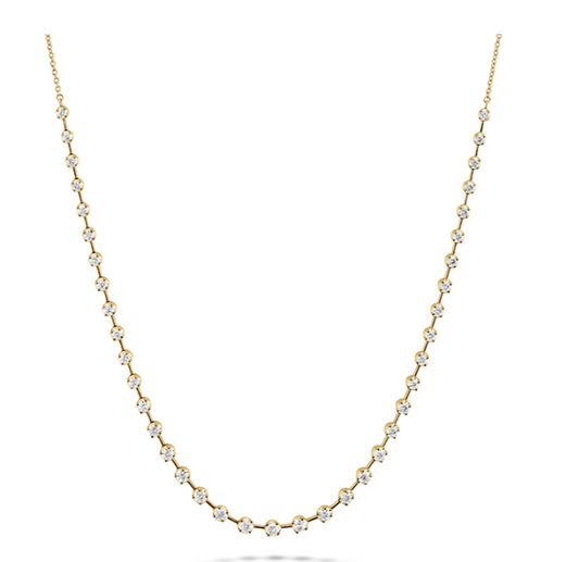 18K YELLOW GOLD DIAMOND STATION NECKLACE