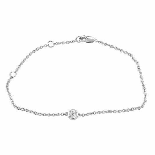 14K WHITE GOLD OVAL DIAMOND BEZEL SET BRACELET