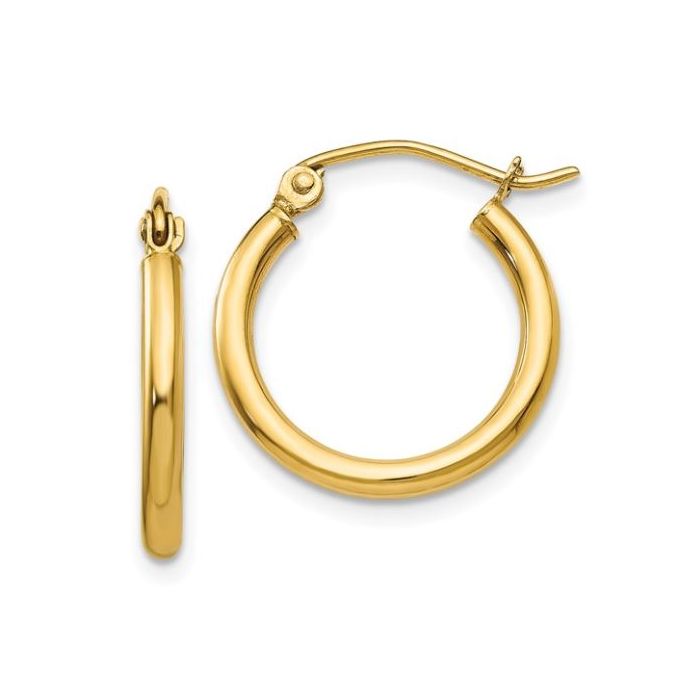 14K YELLOW GOLD 2MM X 17.5 HOOP EARRINGS