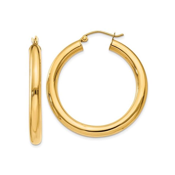 14K YELLOW GOLD 35MM X 4MM HOOP EARRING