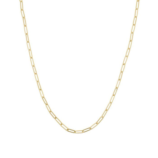 14K YELLOW GOLD SOLID PAPERCLIP CHAIN 24"