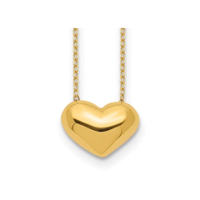 14K YELLOW GOLD PUFFED HEART NECKLACE
