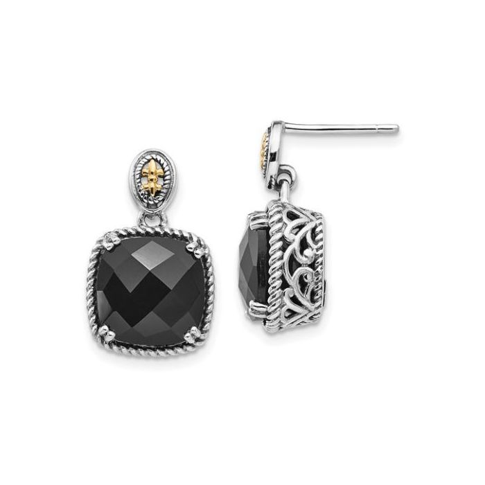CUSHION CUT BLACK ONYX POST EARRINGS
