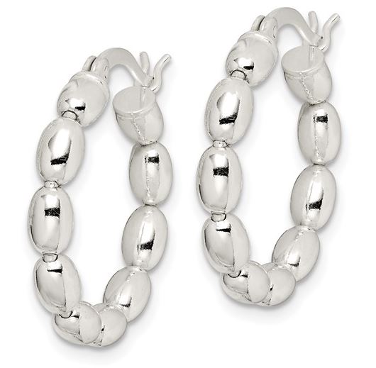 STERLING SILVER OVAL BEADED HOOPS