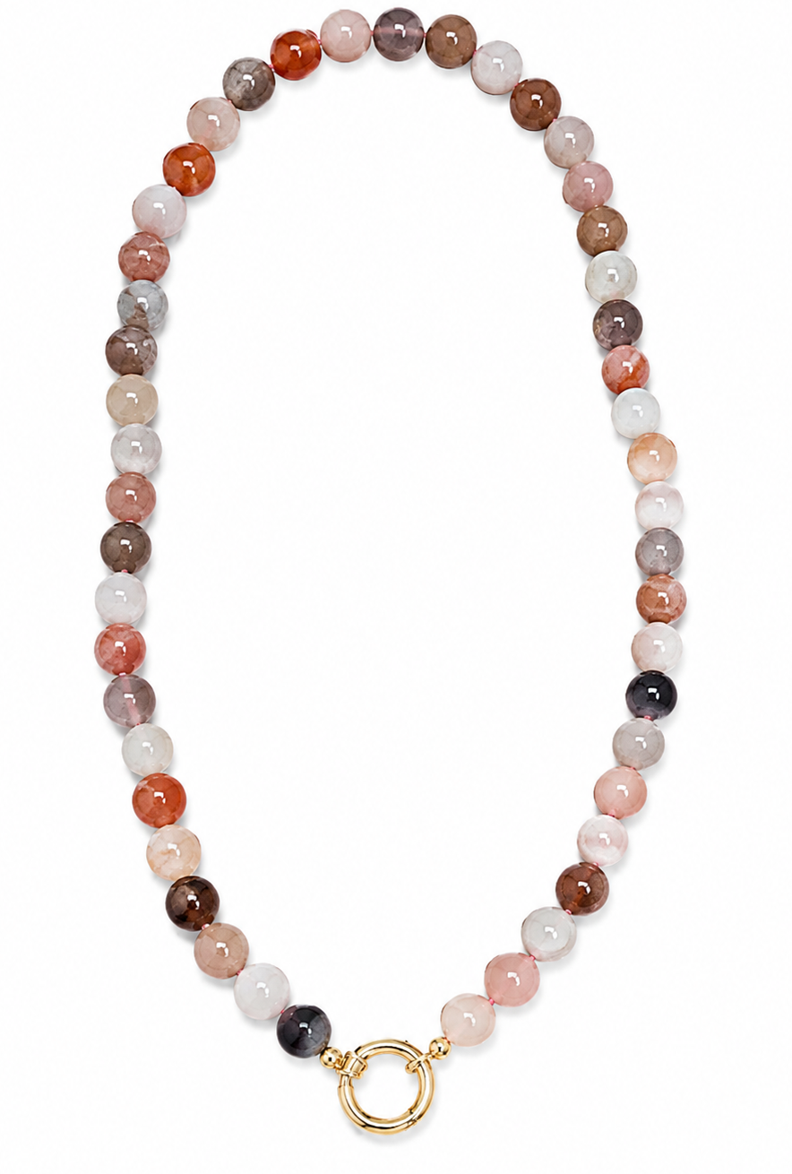 MULIT-MOONSTONE BEADED CHARM NECKLACE