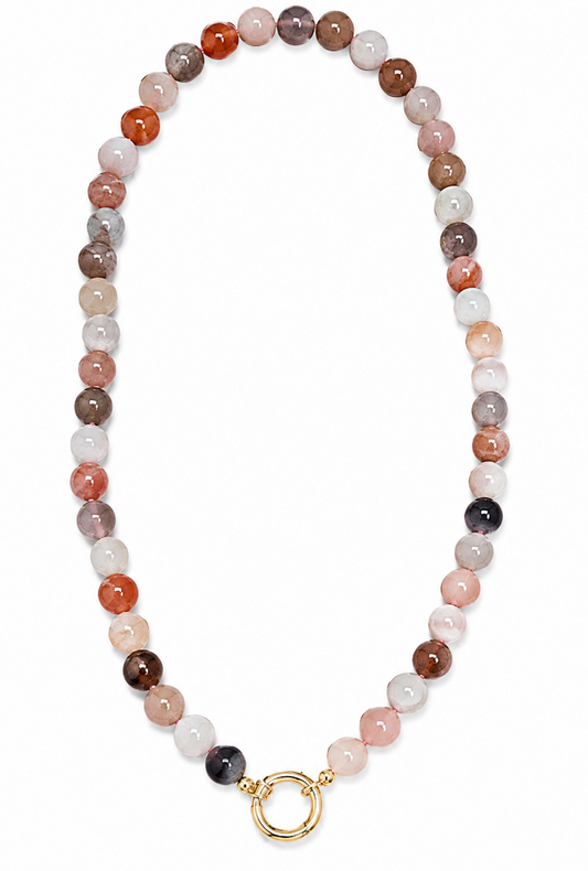 MULIT-MOONSTONE BEADED CHARM NECKLACE