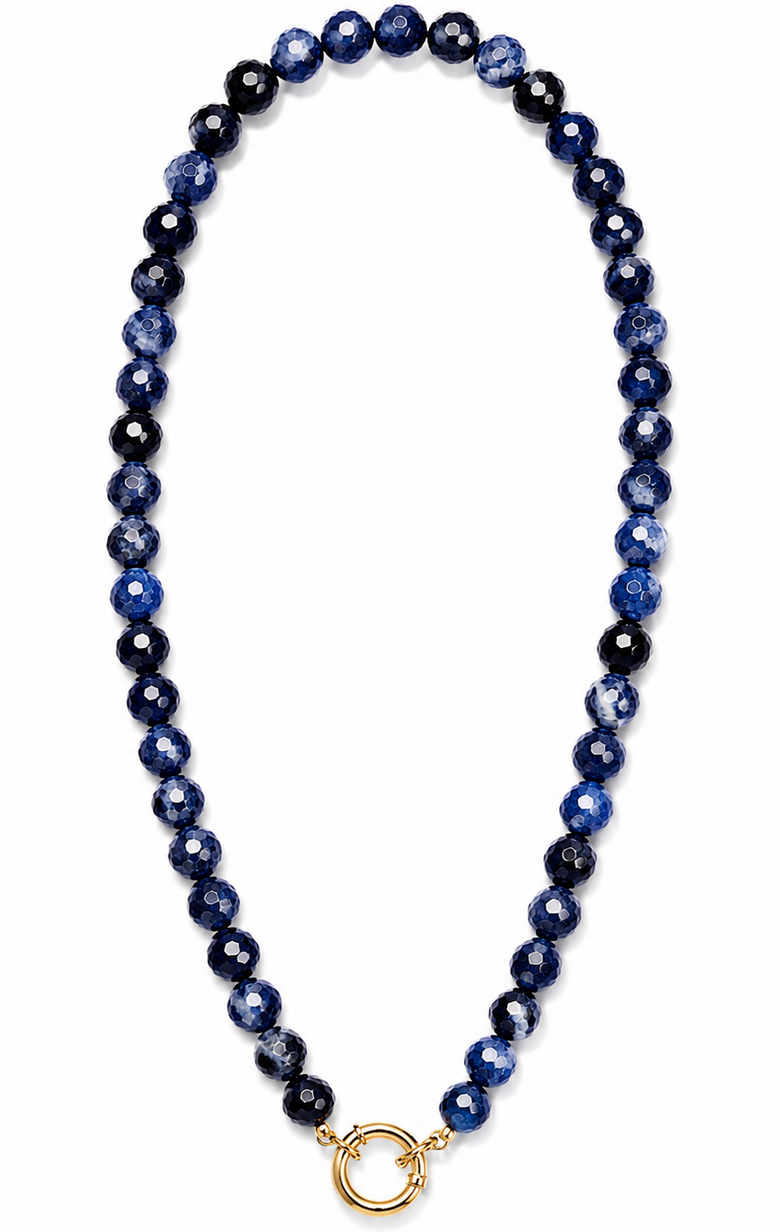 SODALITE BEADED CHARM NECKLACE