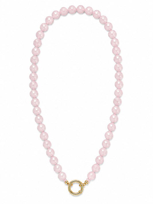 ROSE QUARTZ BEADED CHARM NECKLACE