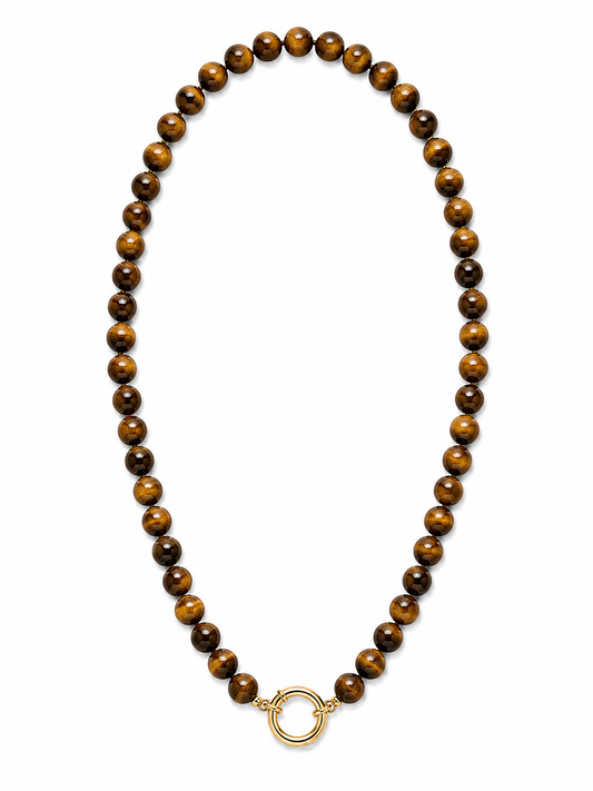 TIGER'S EYE BEADED CHARM NECKLACE