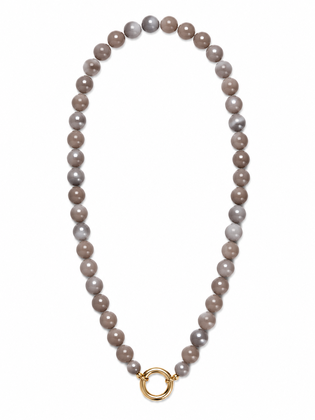 GREY MOONSTONE BEADED CHARM NECKLACE